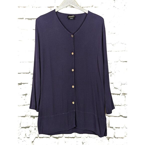 DEPART x UN Fashion Holland Lagenlook Minimalist Eggplant Artsy Tunic Medium - Picture 1 of 4